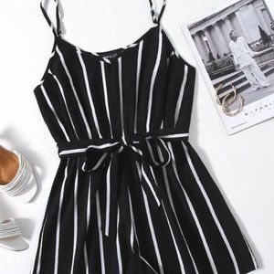 Black and White Striped Romper